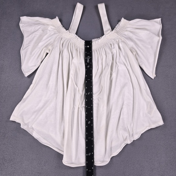 We The Free Top Womens Large Off‎ Shoulder Flutter Sleeve Boho Festival Shirt - Picture 3 of 8